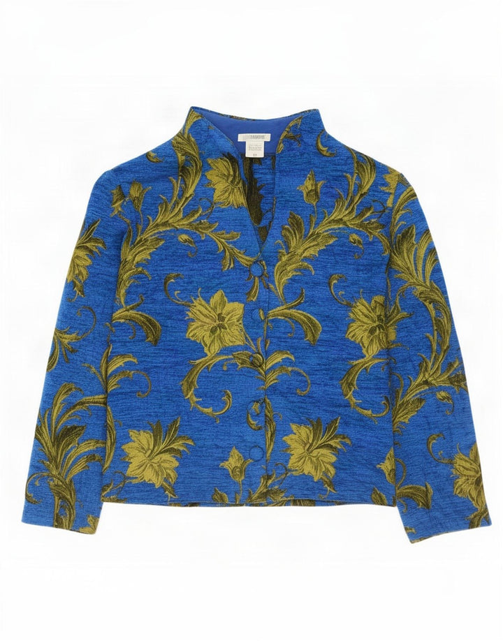 Giacca blazer a 5 bottoni da donna Naracamicie UK 16 grande acrilico floreale blu