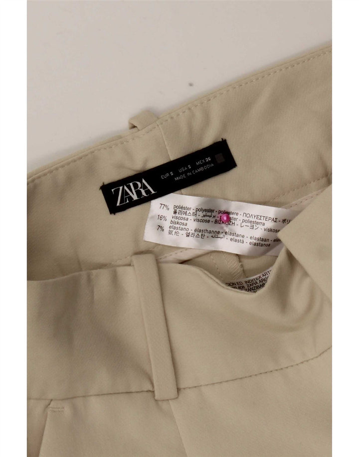 Pantaloni da abito affusolati Zara da donna piccoli W26 L27 poliestere bianco sporco
