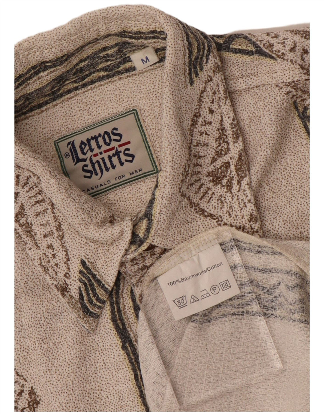 Camicia a maniche corte da uomo Lerros in cotone geometrico beige medio