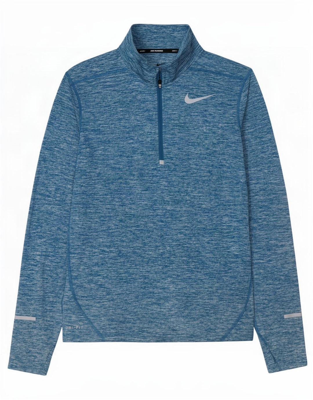 Top della tuta da ginnastica Nike Dri Fit con collo e zip da uomo, piccolo blu screziato