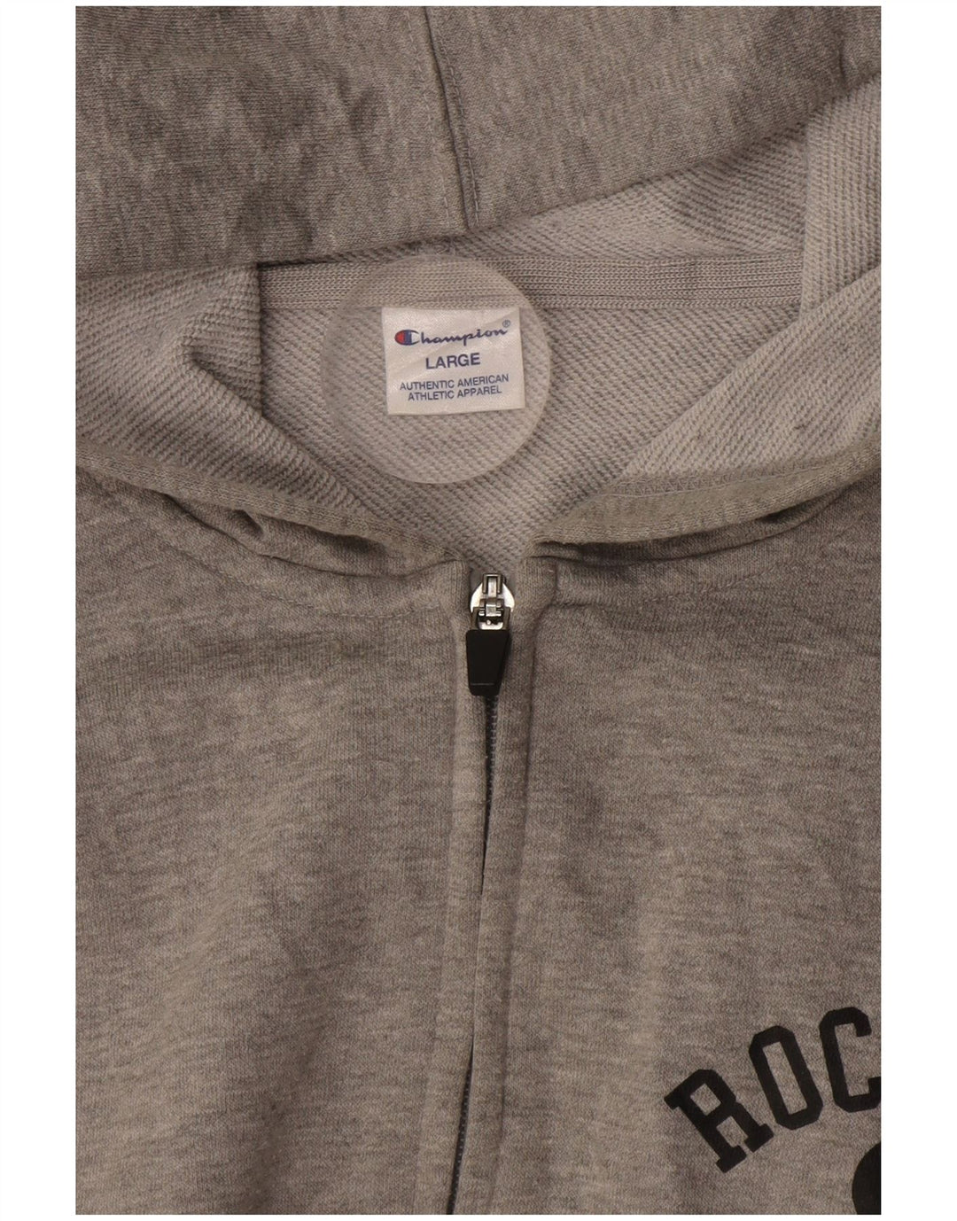 Maglione con cappuccio e zip grafica da uomo CHAMPION grande grigio