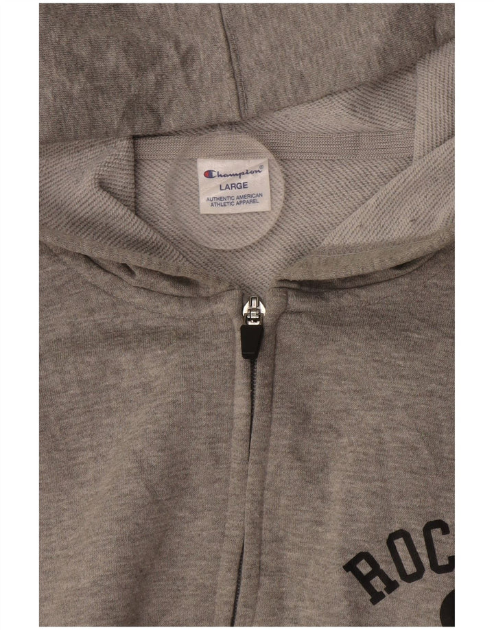Maglione con cappuccio e zip grafica da uomo CHAMPION grande grigio
