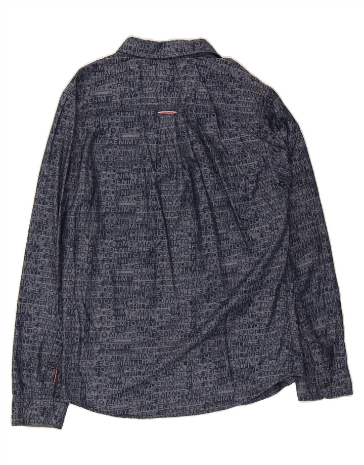 TOMMY HILFIGER Mens Graphic Regular Fit Shirt Medium Navy Blue Vintage Tommy Hilfiger and Second-Hand Tommy Hilfiger from Messina Hembry 
