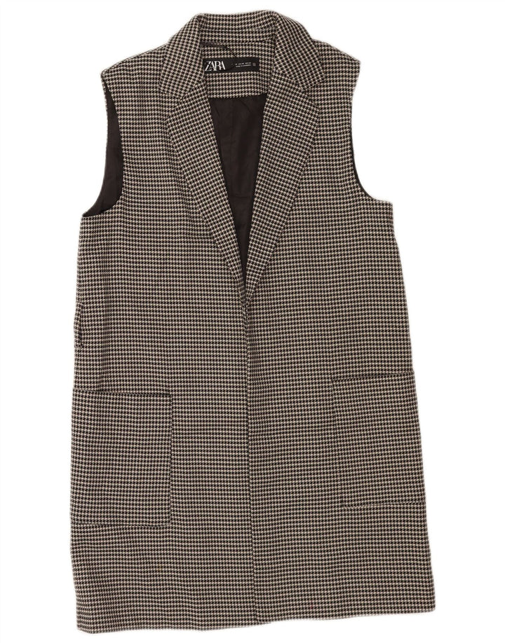 Giacca blazer senza maniche lunga da donna Zara UK 6 XS pied de poule nera