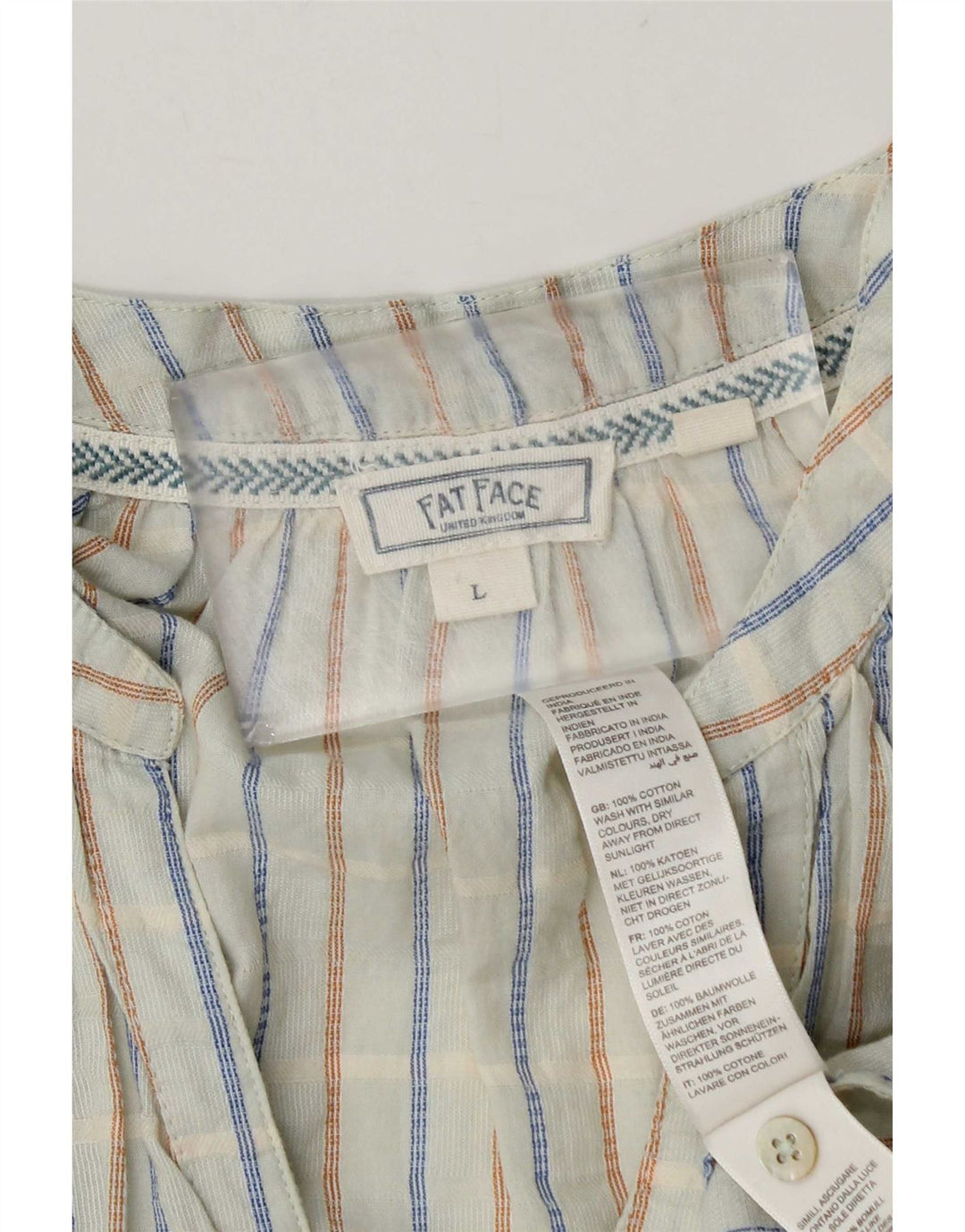 Camicetta oversize da donna con maniche a 3/4 Fat Face UK 16 grande motivo a quadri blu