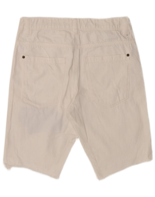 Pantaloncini in denim effetto invecchiato Benetton da bambino 13-14 anni 3XL W30 cotone bianco