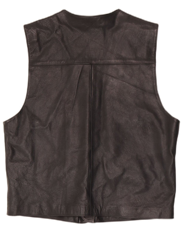 Gilet in pelle da uomo vintage IT 52 grande in pelle nera