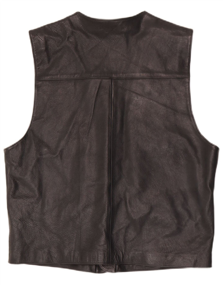 Gilet in pelle da uomo vintage IT 52 grande in pelle nera