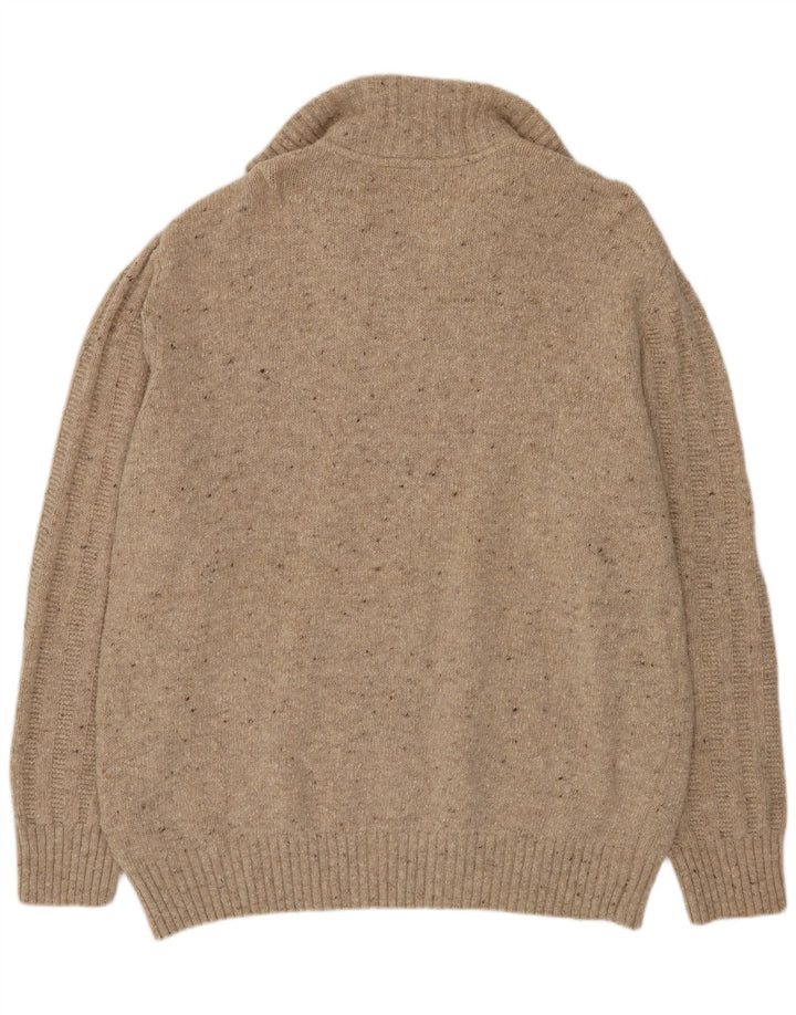 Maglione da uomo con collo con zip Camel Active 2XL Lana screziata beige