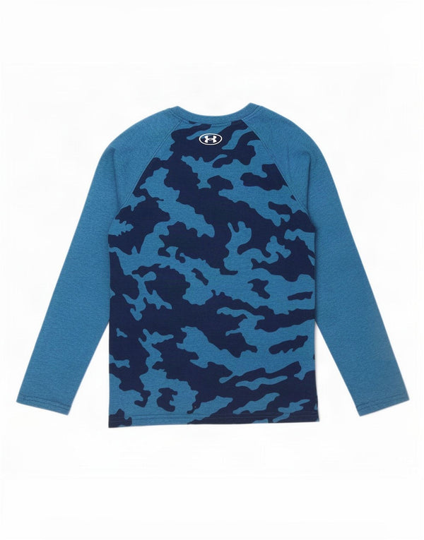 Maglia Under Armour da bambino a manica lunga 9-10 anni blu medio mimetico