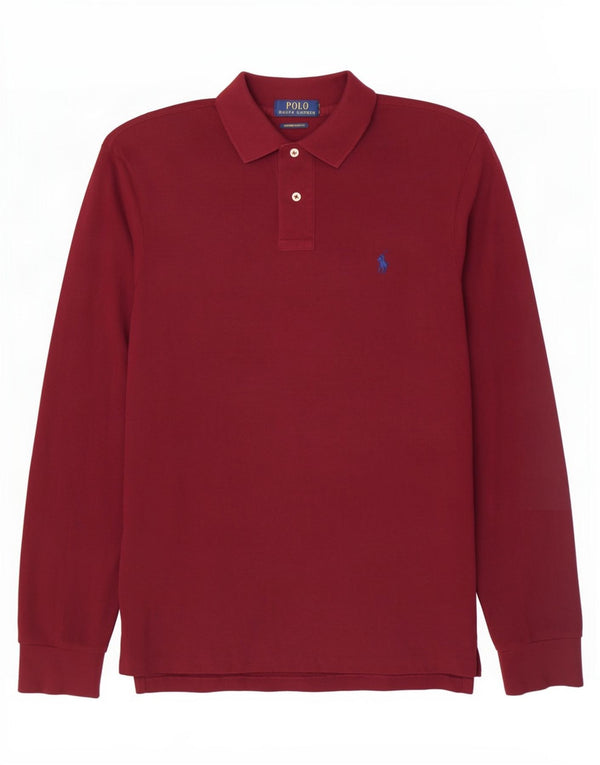 Polo Ralph Lauren Polo da uomo slim fit personalizzata a maniche lunghe marrone medio