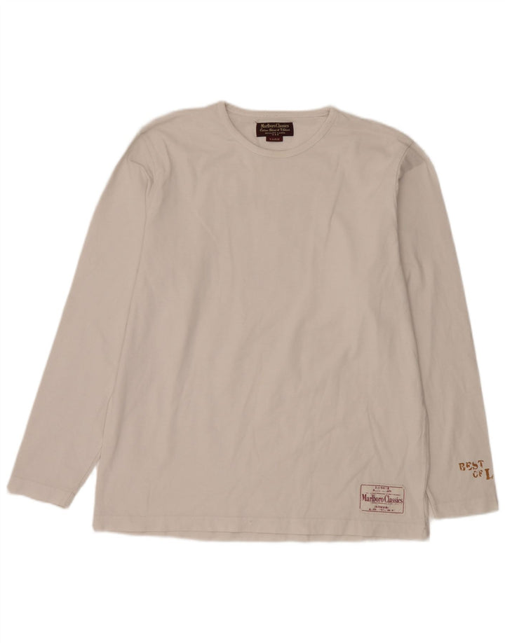 Marlboro Classics Top grafico da uomo a maniche lunghe XL in cotone bianco