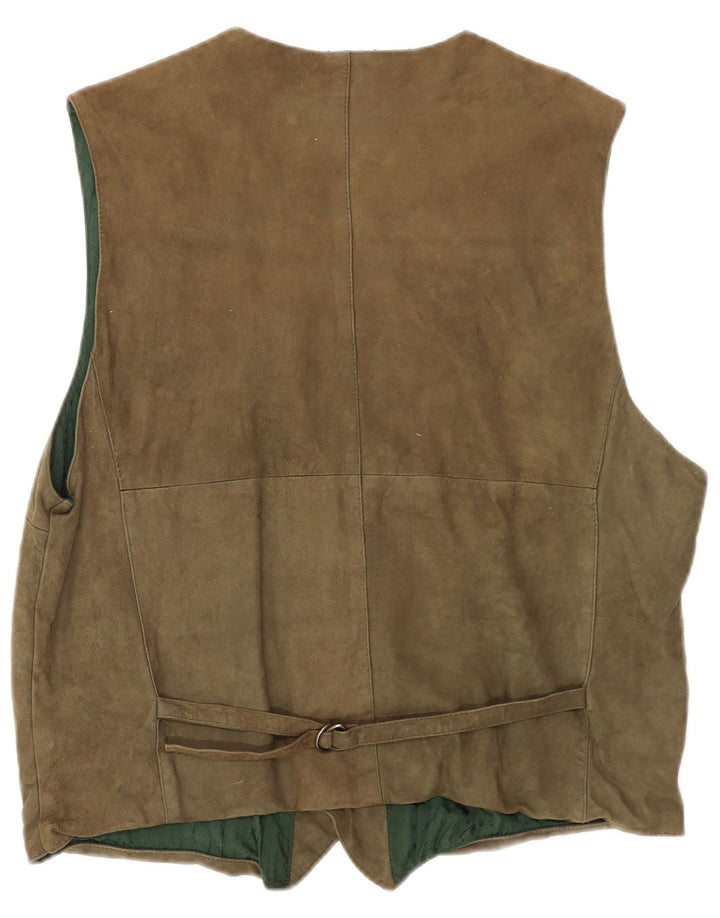 Gilet vintage da uomo in pelle scamosciata IT 50 in pelle kaki media