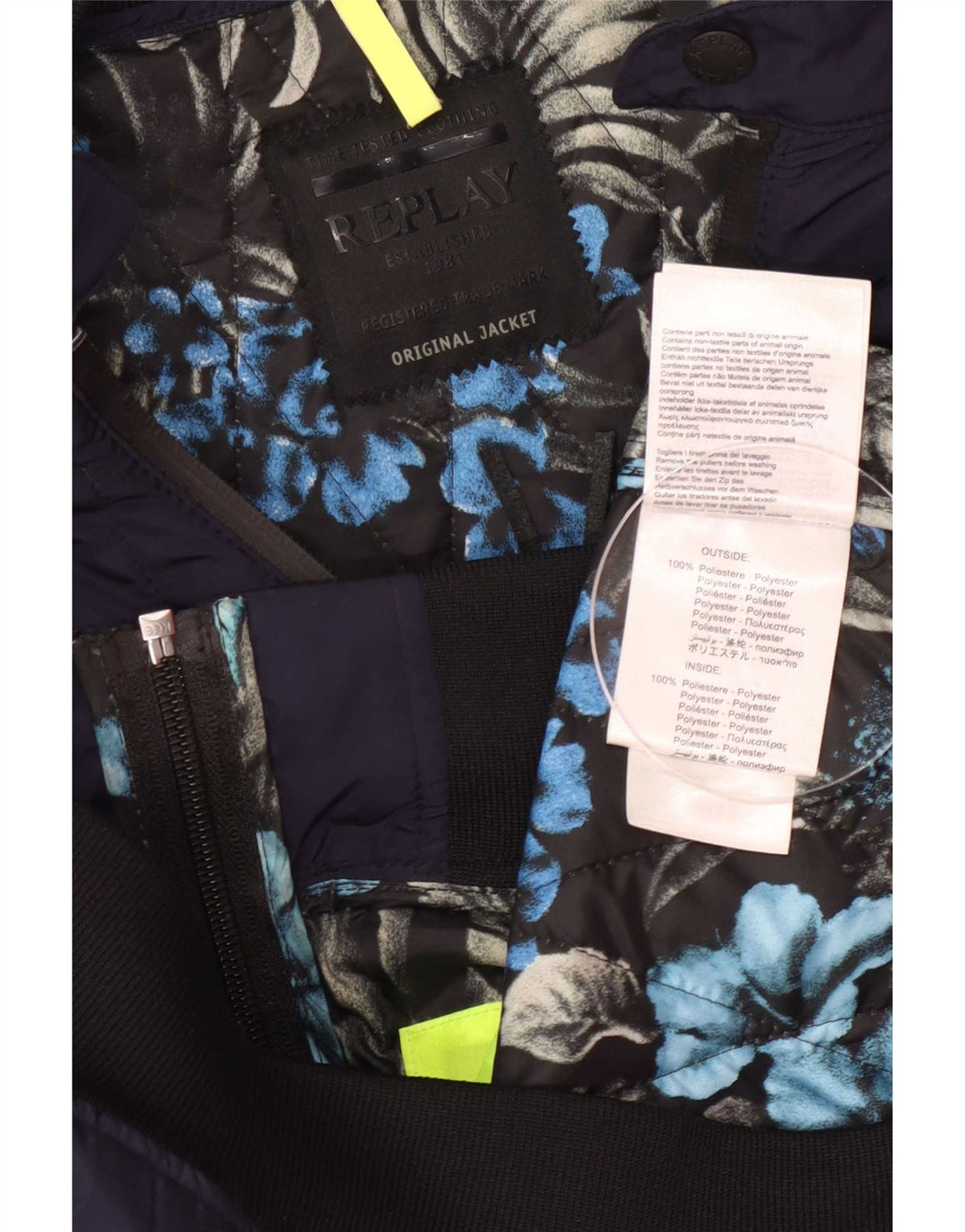 Giacca trapuntata da uomo Replay UK 38 poliestere blu navy medio