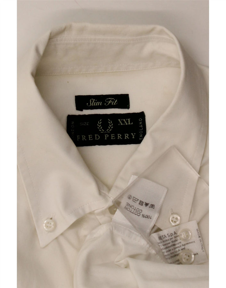 FRED PERRY Camicia slim fit da uomo 2XL cotone bianco