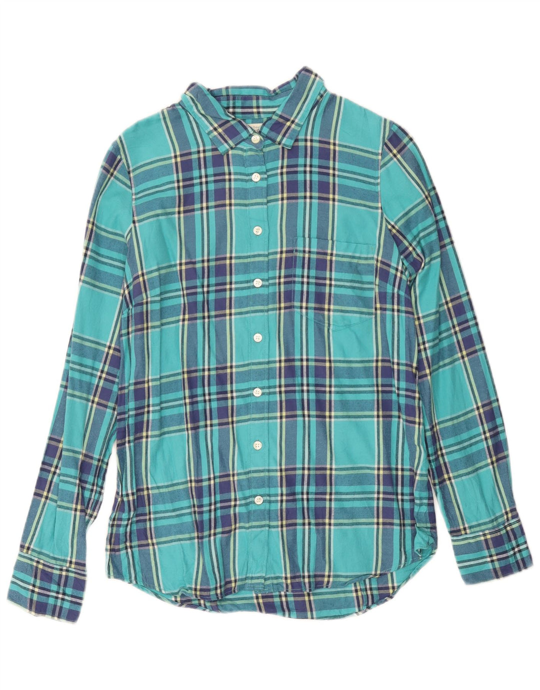 Camicia in flanella da donna J. Crew UK 10 piccolo cotone scozzese turchese