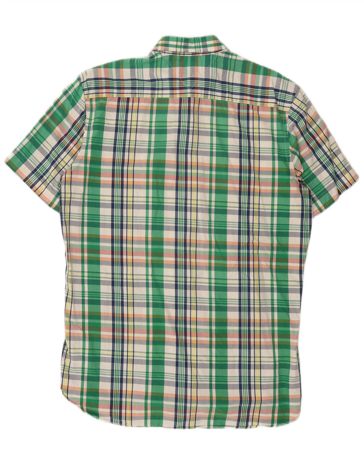 TOMMY HILFIGER Mens Short Sleeve Shirt Medium Green Check Cotton