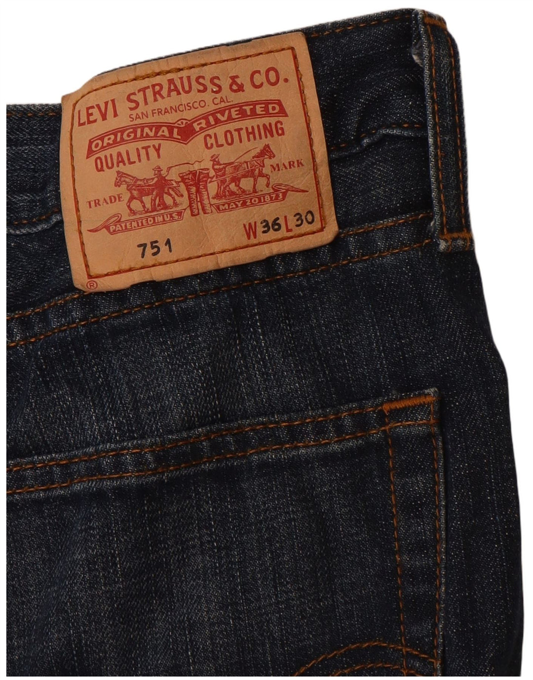 LEVI'S Jeans dritti da uomo 751 W36 L30 cotone blu navy