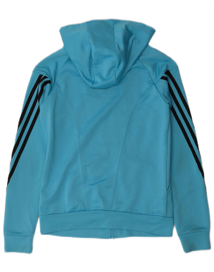 Felpa con cappuccio e zip da donna Adidas UK 6 XS blu poliestere