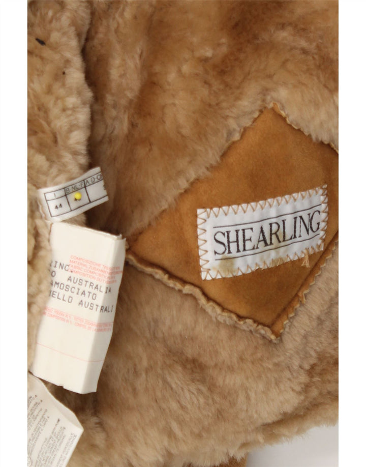 Cappotto in shearling vintage da donna dal taglio ampio IT 44 Shearling beige medio