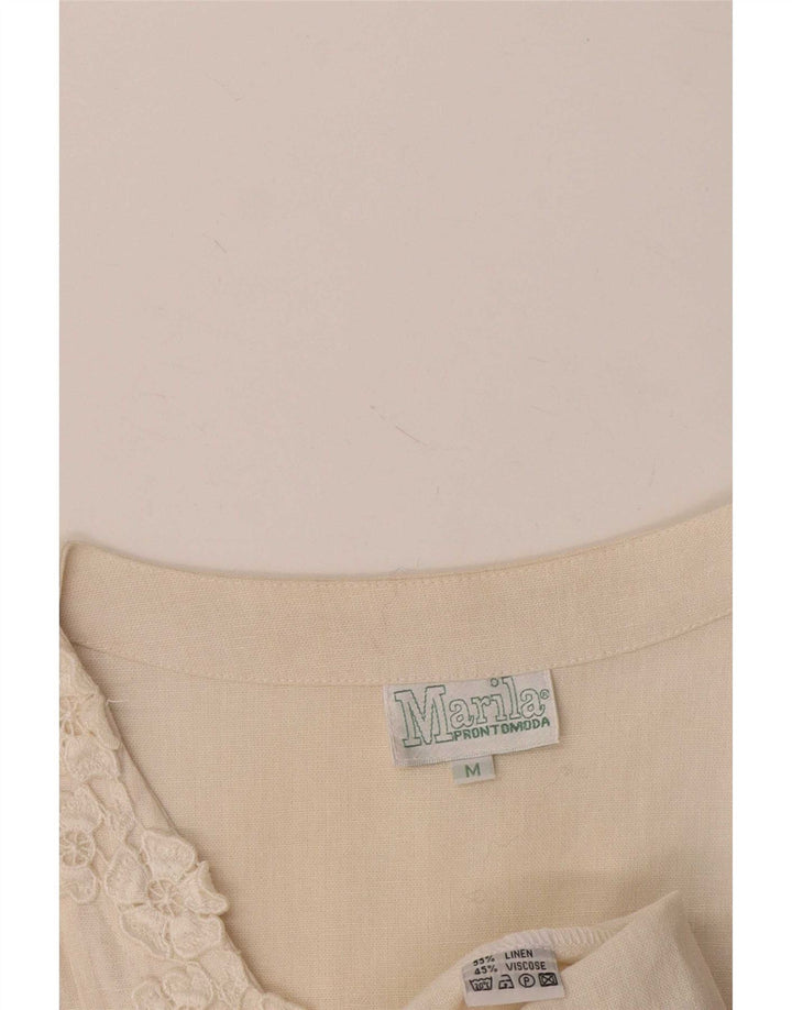 Abito a trapezio senza maniche da donna Marila UK 14 Lino bianco medio