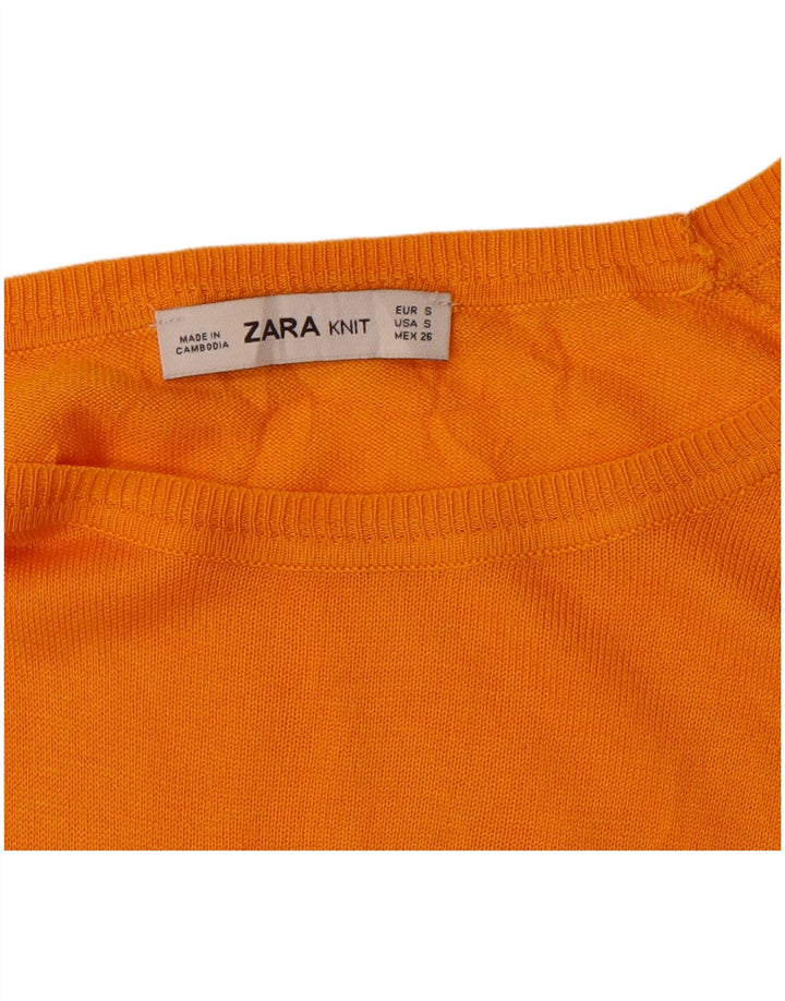 ZARA Womens Boat Neck Jumper Sweater UK 10 Small Orange