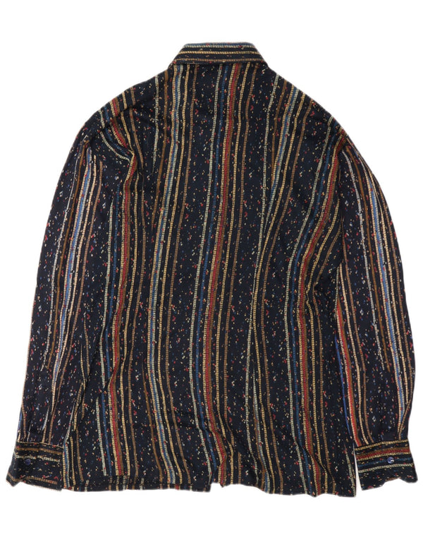 Camicia da uomo vintage a righe blu navy medie