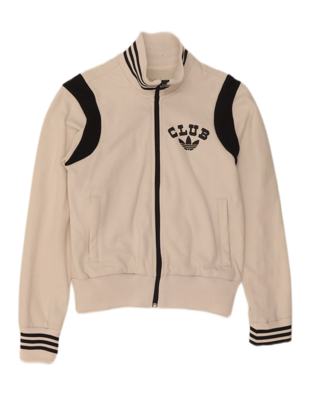 Giacca da tuta grafica da donna Adidas UK 10 Small White Colourblock