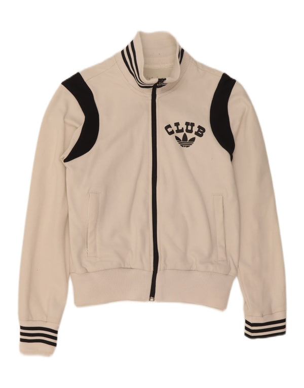 Giacca da tuta grafica da donna Adidas UK 10 Small White Colourblock