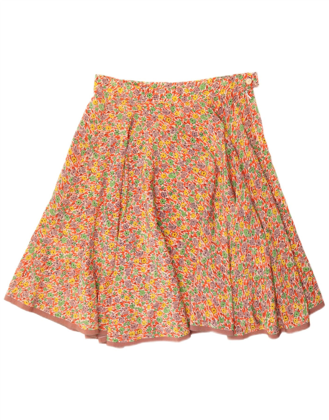 Gonna a trapezio da donna VINTAGE W32 grande floreale multicolore