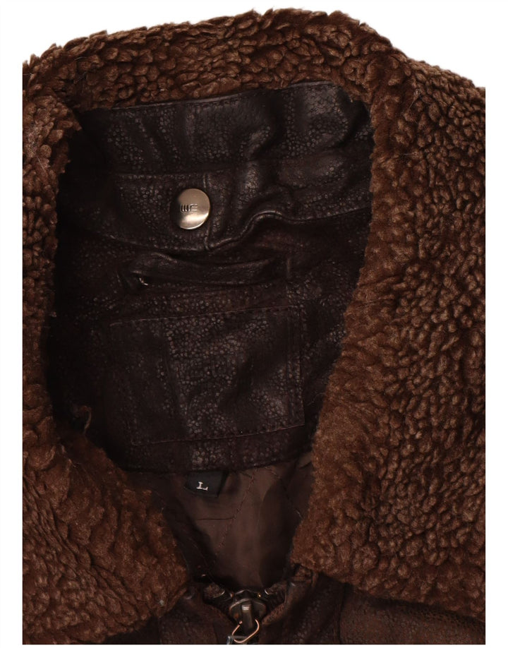 Giacca in pelle vintage da uomo UK 40 grande classica in pelle marrone