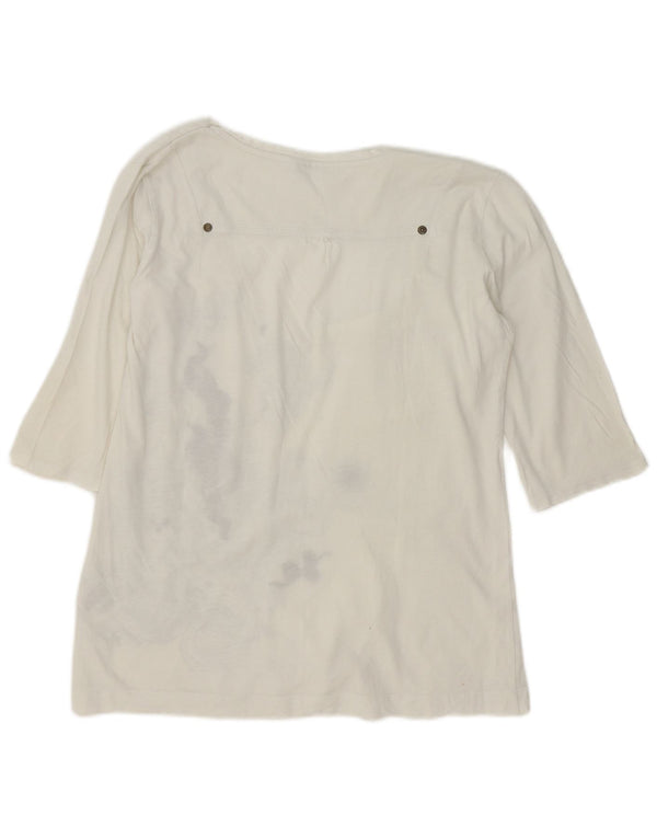Lee Top da donna manica 3/4 UK 16 grande cotone bianco