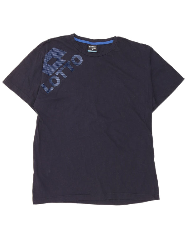 T-shirt grafica da uomo Lotto Top Large in cotone blu navy