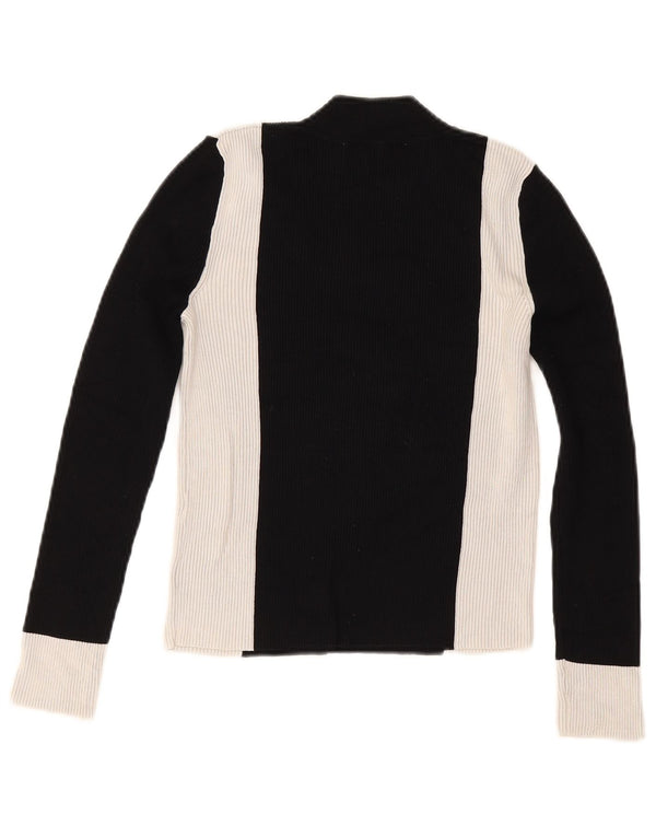 Top corto da donna Zara a maniche lunghe UK 12 viscosa color block medio nero