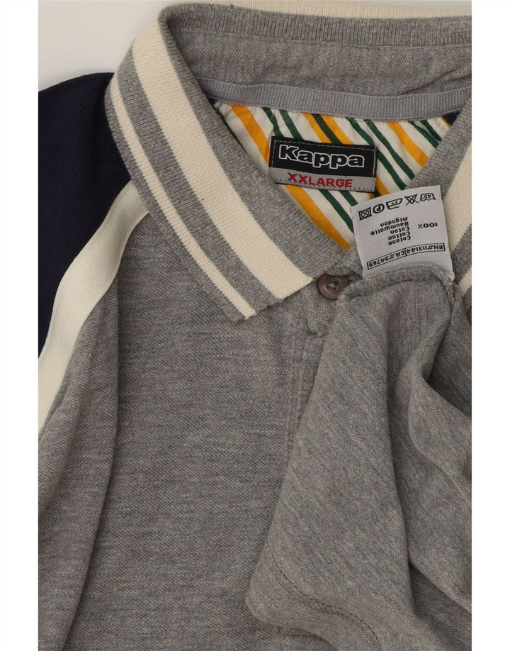 Polo Kappa da uomo 2XL in cotone color block grigio
