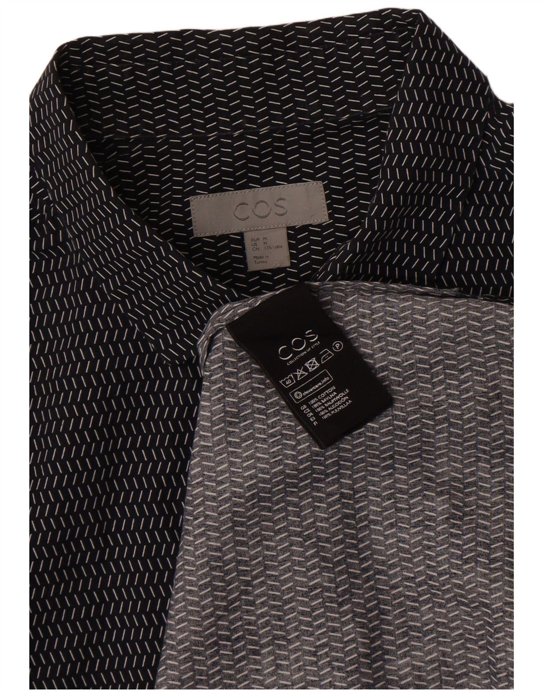 Camicia Cos da uomo a maniche corte in cotone maculato blu navy medio