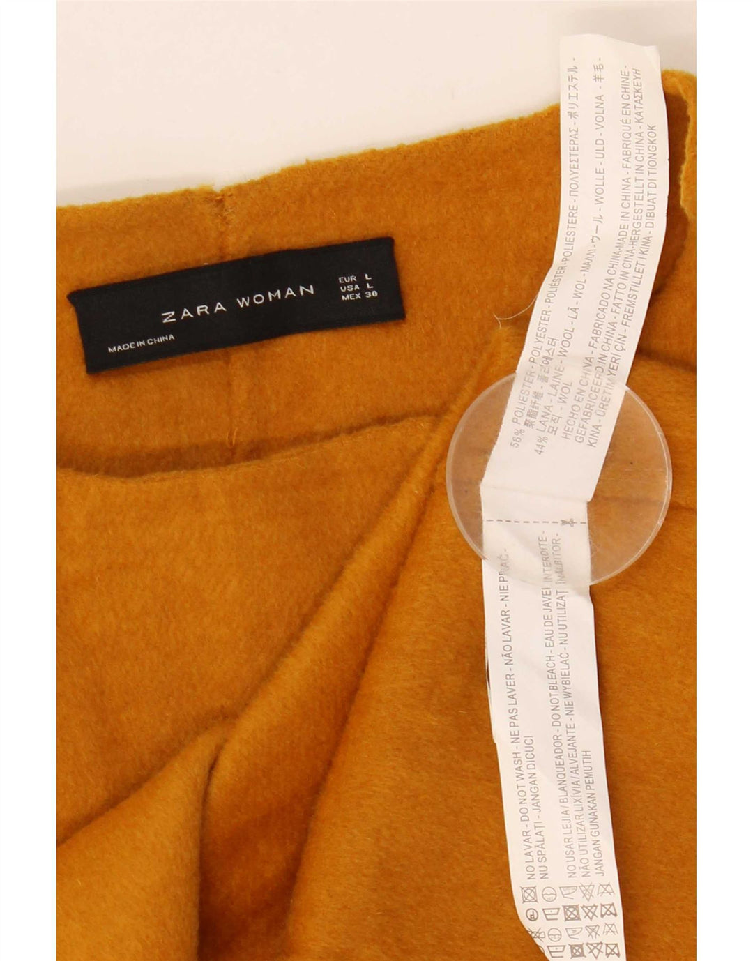 Cappotto corto doppiopetto da donna Zara UK 14 grande poliestere giallo