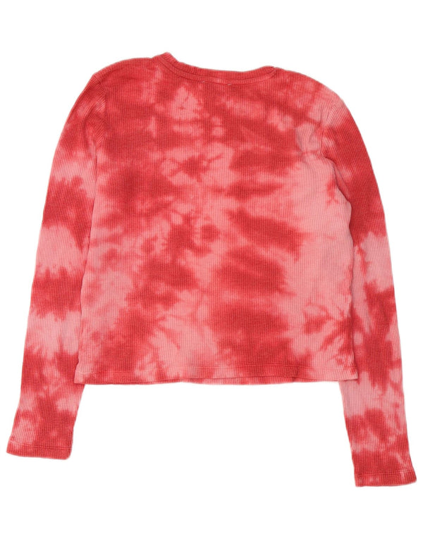 Topshop Top da donna a maniche lunghe UK 8 Small Rosso Tie Dye Poliestere