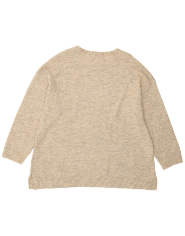 Monsoon Maglione da donna con scollo a barca con grafica UK 20 2XL Acrilico beige