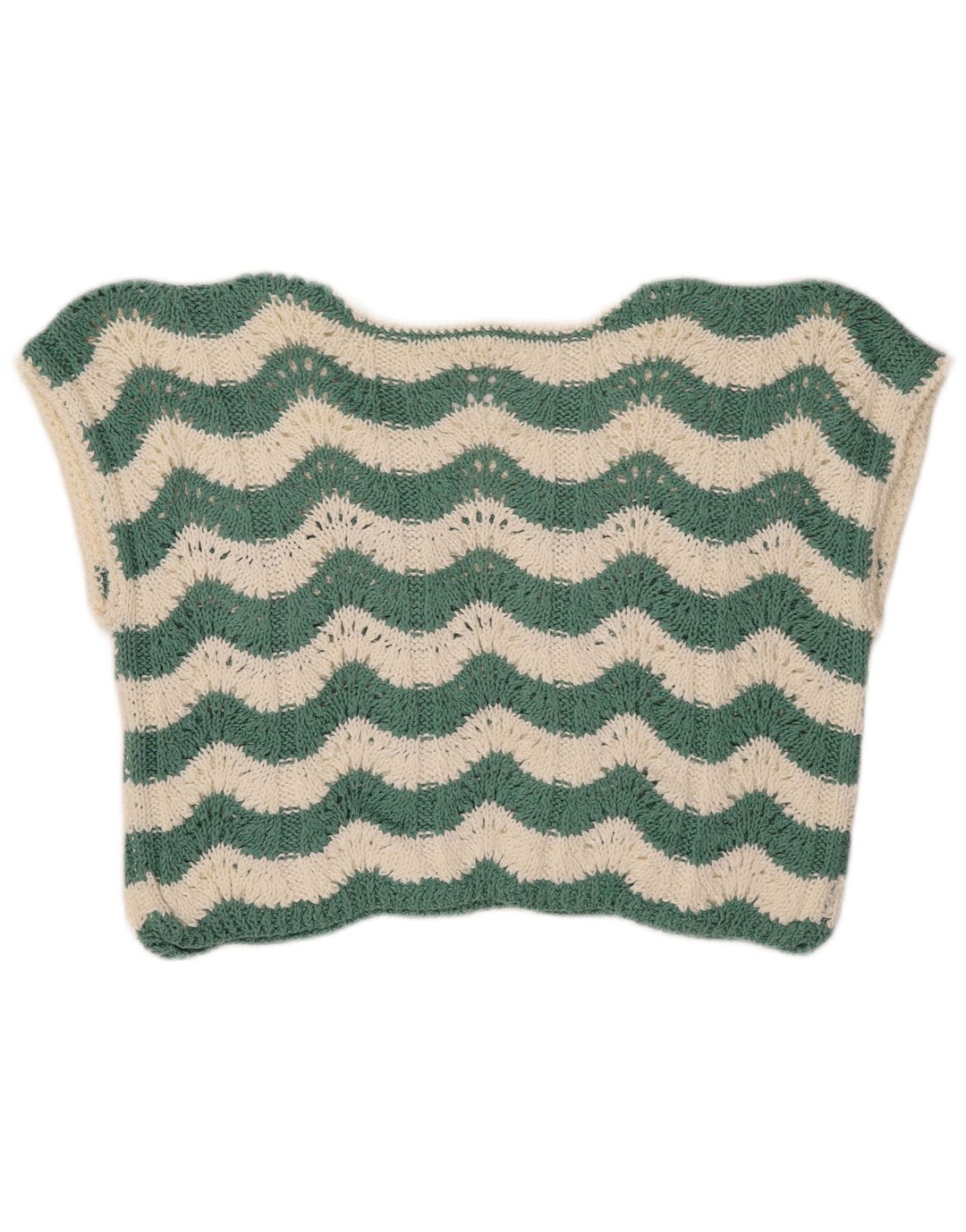 Canotta corta da donna all'uncinetto VINTAGE UK 14 Chevron verde medio