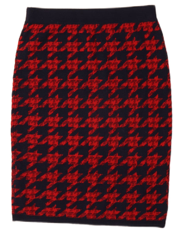 JIGSAW Womens Pencil Skirt Small W26 Red Houndstooth Wool