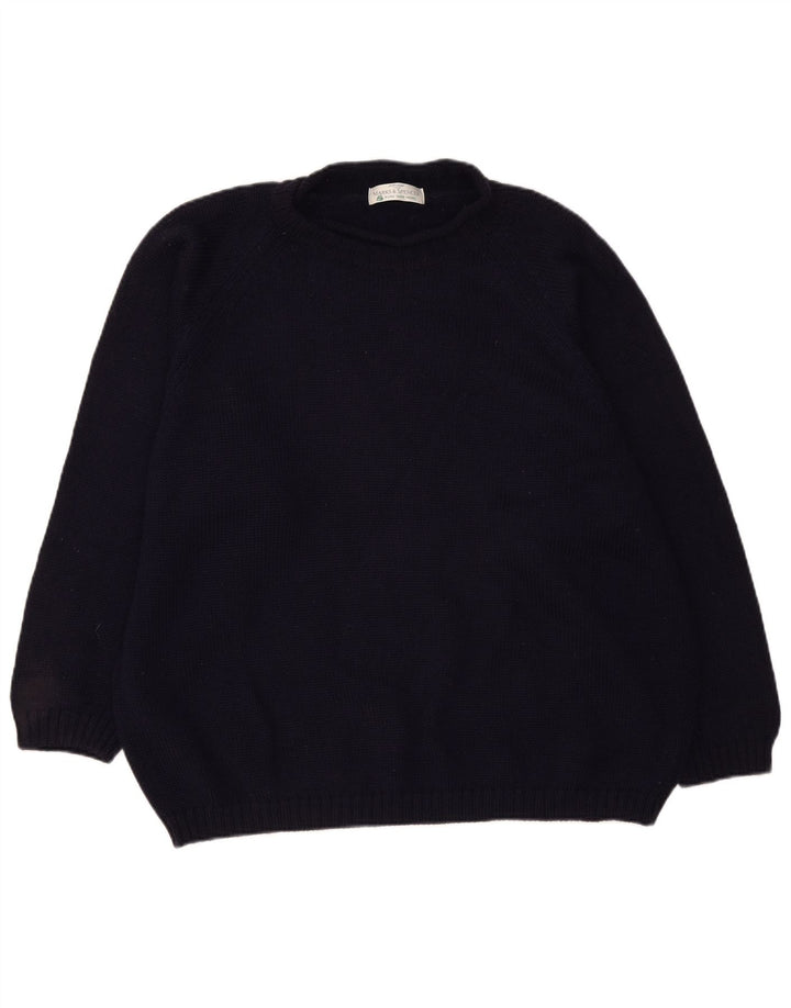Marks & Spencer Maglione da uomo con collo alto e lana vergine XL blu navy