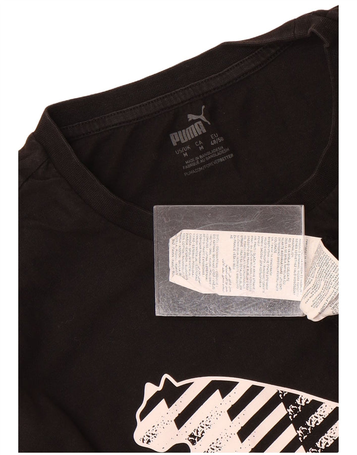 T-shirt grafica da uomo Puma Top in cotone nero medio