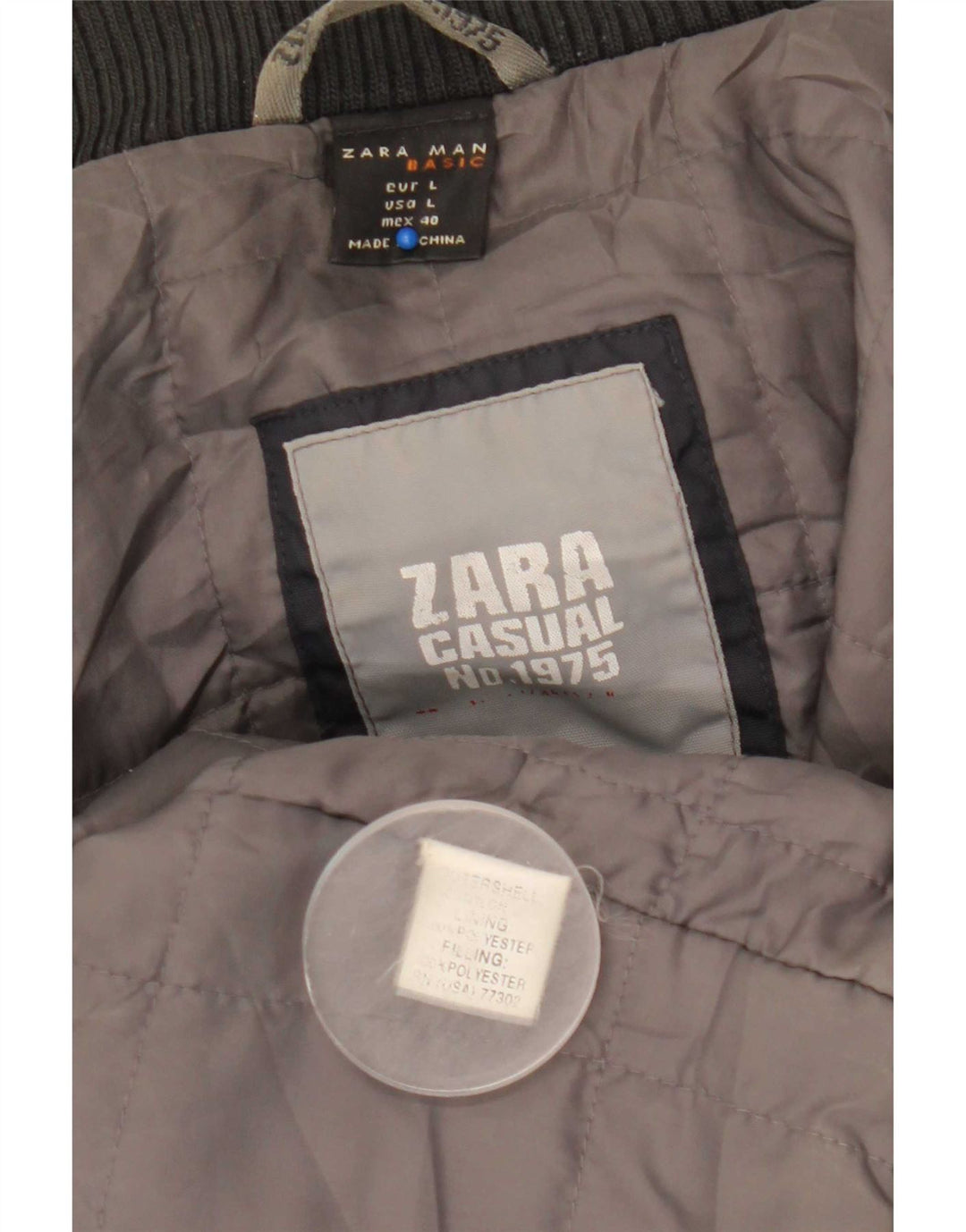 Giacca imbottita con cappuccio da uomo Zara UK 40 grande in nylon blu navy