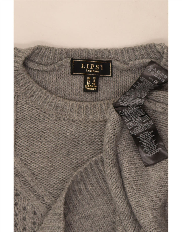 Maglione maglione girocollo da donna Lipsy UK 12 Acrilico grigio medio