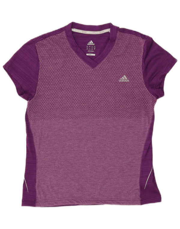 T-shirt ADIDAS da donna Climalite Top UK 14 Large Purple Colourblock