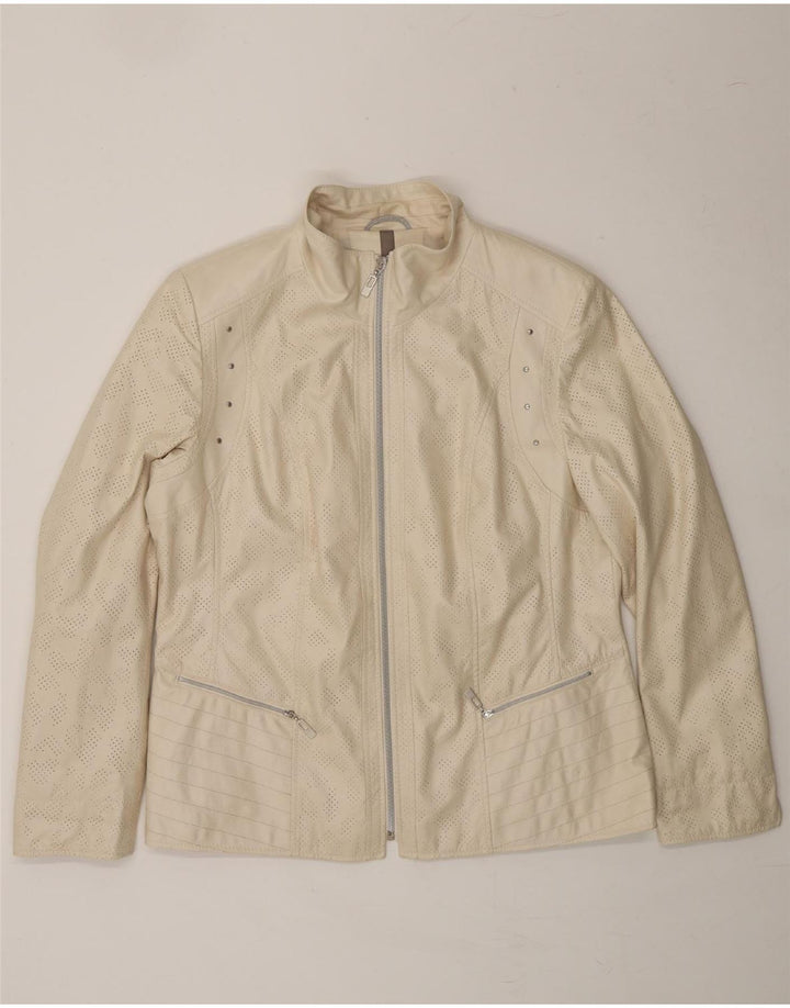 KIRSTEN Womens Bomber Jacket UK 18 XL Beige Polyester Vintage Kirsten and Second-Hand Kirsten from Messina Hembry 