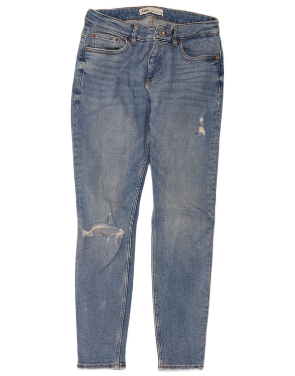 Jeans skinny effetto invecchiato Zara da donna EU 40 medio W30 L28 blu