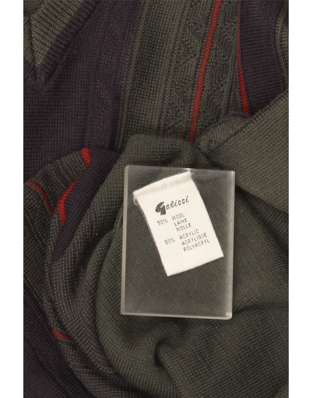 Maglione da uomo con scollo a V Gabicci, lana color block medio kaki