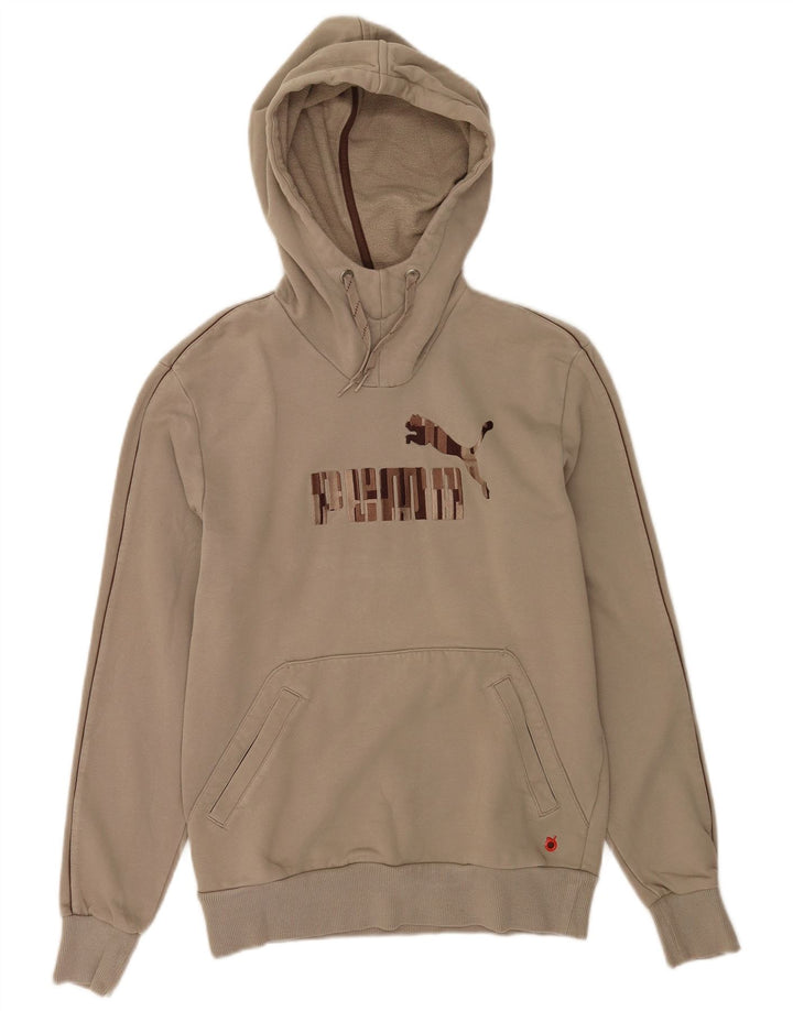 Felpa con cappuccio grafica da uomo Puma piccola in cotone beige